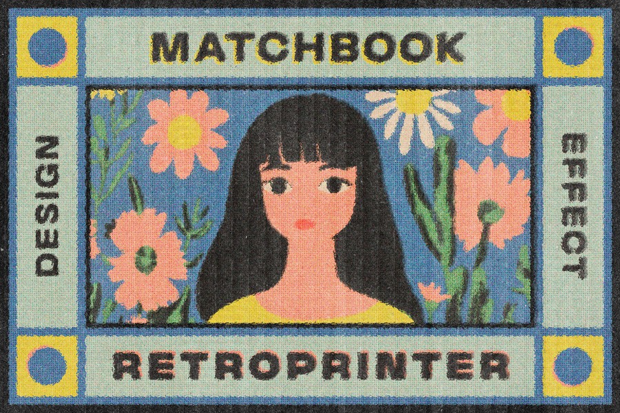 复古卡通漫画riso打印复印照片效果ps特效滤镜样机 Matchbook Retro Printer Effect 插件预设 sucaiwan.com