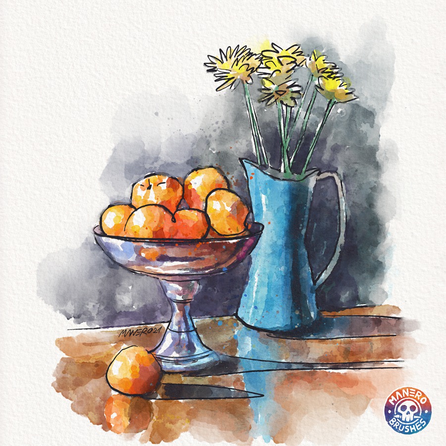 86款逼真水彩喷墨墨滴硬边绘画Procreate笔刷画笔+水彩背景图片 The Watercolor Experience Brush Set for Procreate 笔刷资源 sucaiwan.com