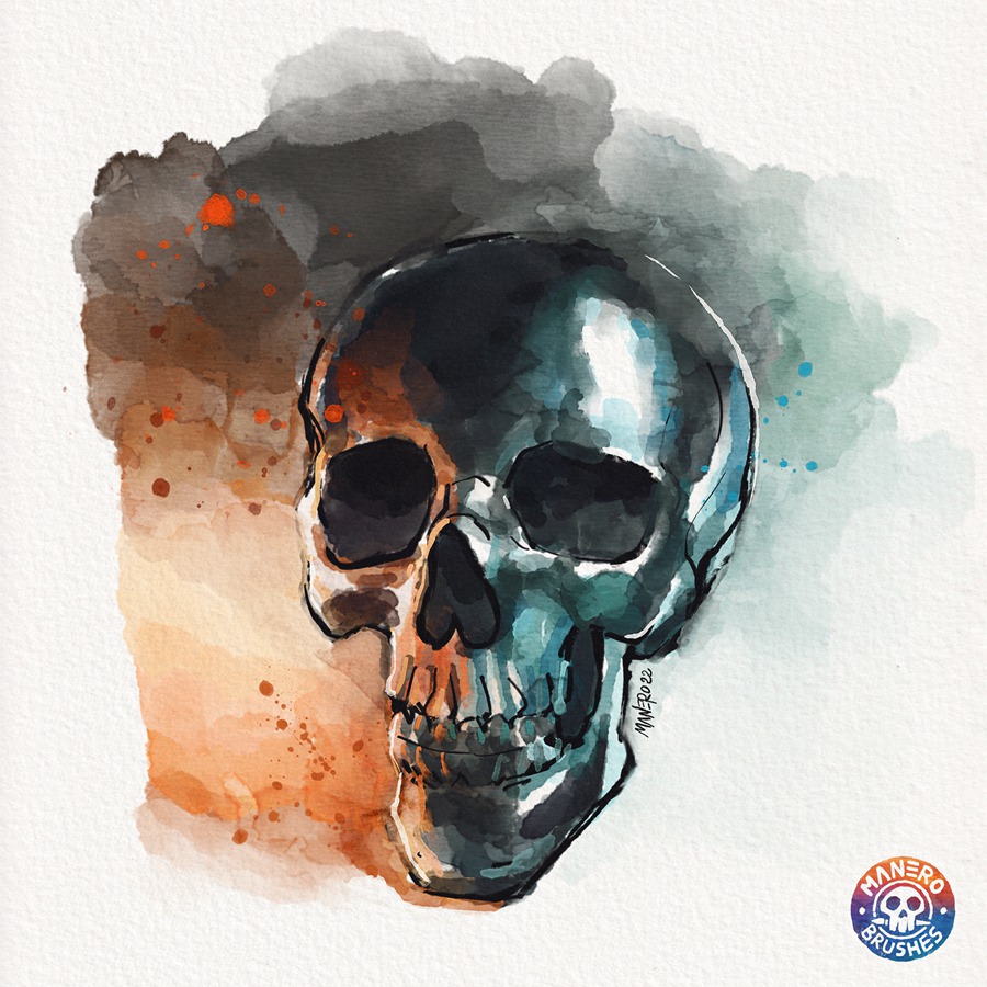 86款逼真水彩喷墨墨滴硬边绘画Procreate笔刷画笔+水彩背景图片 The Watercolor Experience Brush Set for Procreate 笔刷资源 sucaiwan.com