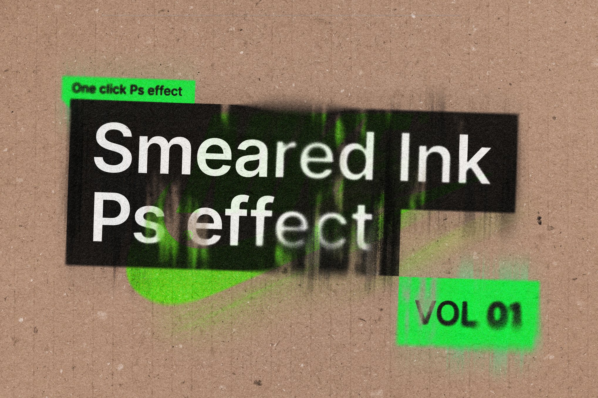 复古故障打印模糊墨水印刷特效PSD样机Smudged Ink – Photoshop Effect 插件预设 sucaiwan.com