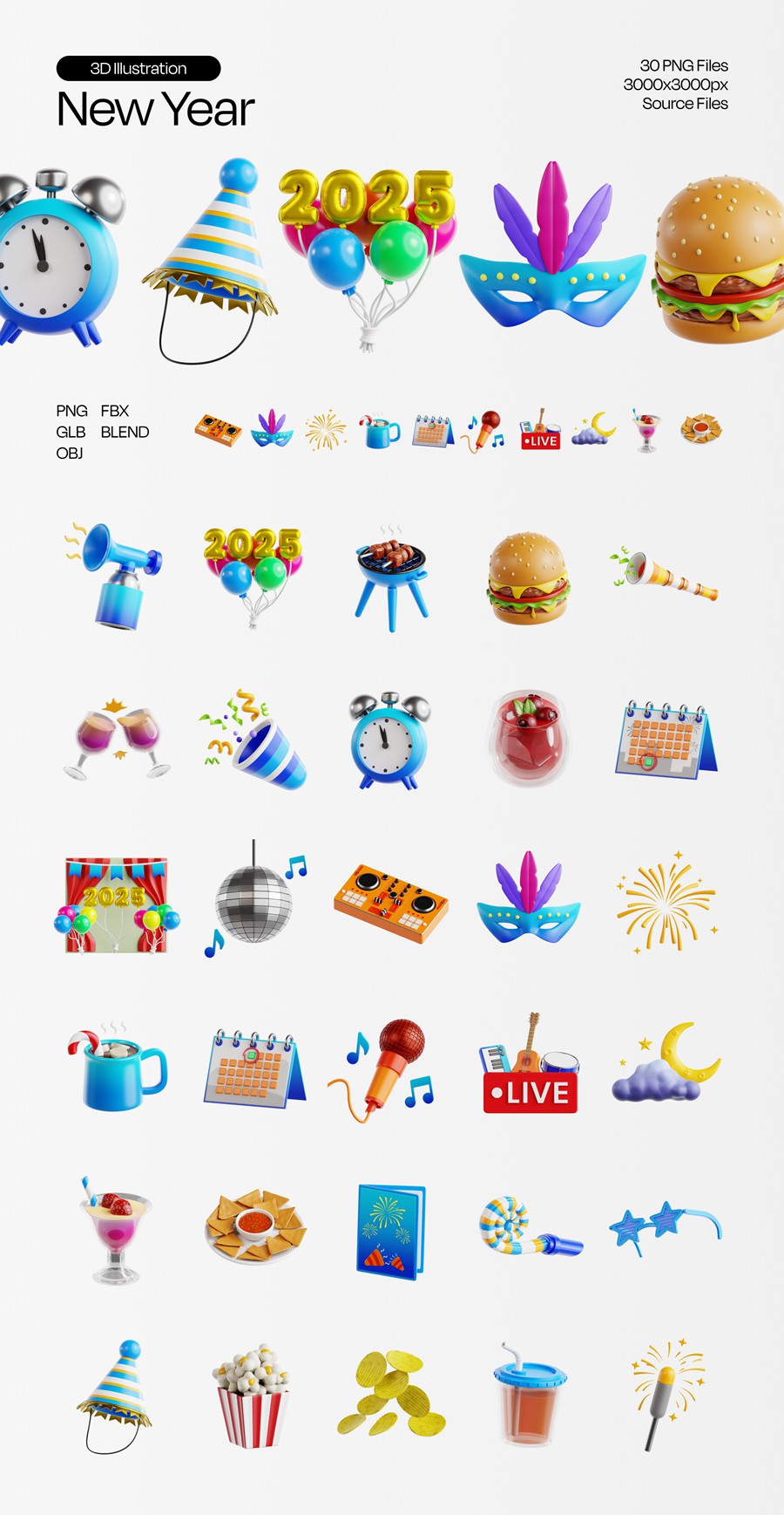 30款3D趣味2025新年跨年庆祝icon图标PNG插画插图Blender模型设计套装New Year 2025 3D Illustration 图标素材 第7张-素材湾丨精选海外优质设计素材资源 30款3D趣味2025新年跨年庆祝icon图标PNG插画插图Blender模型设计套装New Year 2025 3D Illustration 图标素材 sucaiwan.com