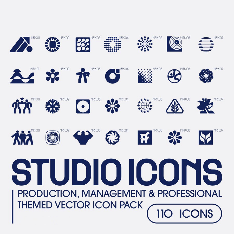 108款现代极简创意工作室企业logo徽标图形icon图标SVG矢量设计套装Studio Icons Set 图标素材 sucaiwan.com