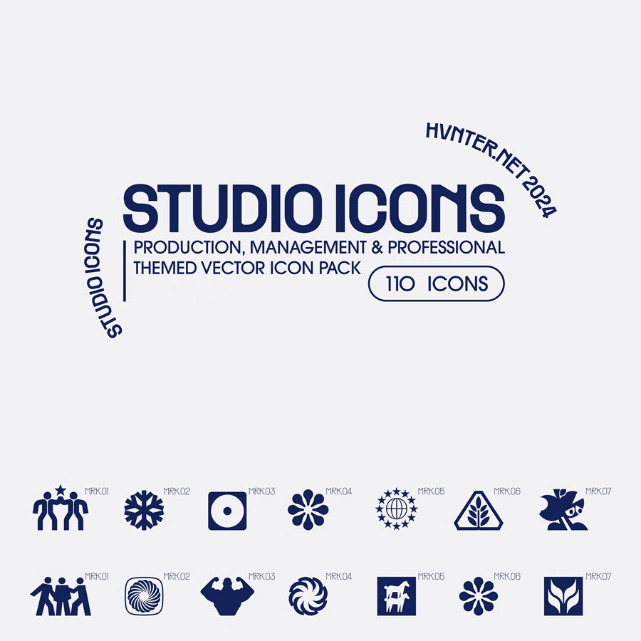 108款现代极简创意工作室企业logo徽标图形icon图标SVG矢量设计套装Studio Icons Set 图标素材 sucaiwan.com