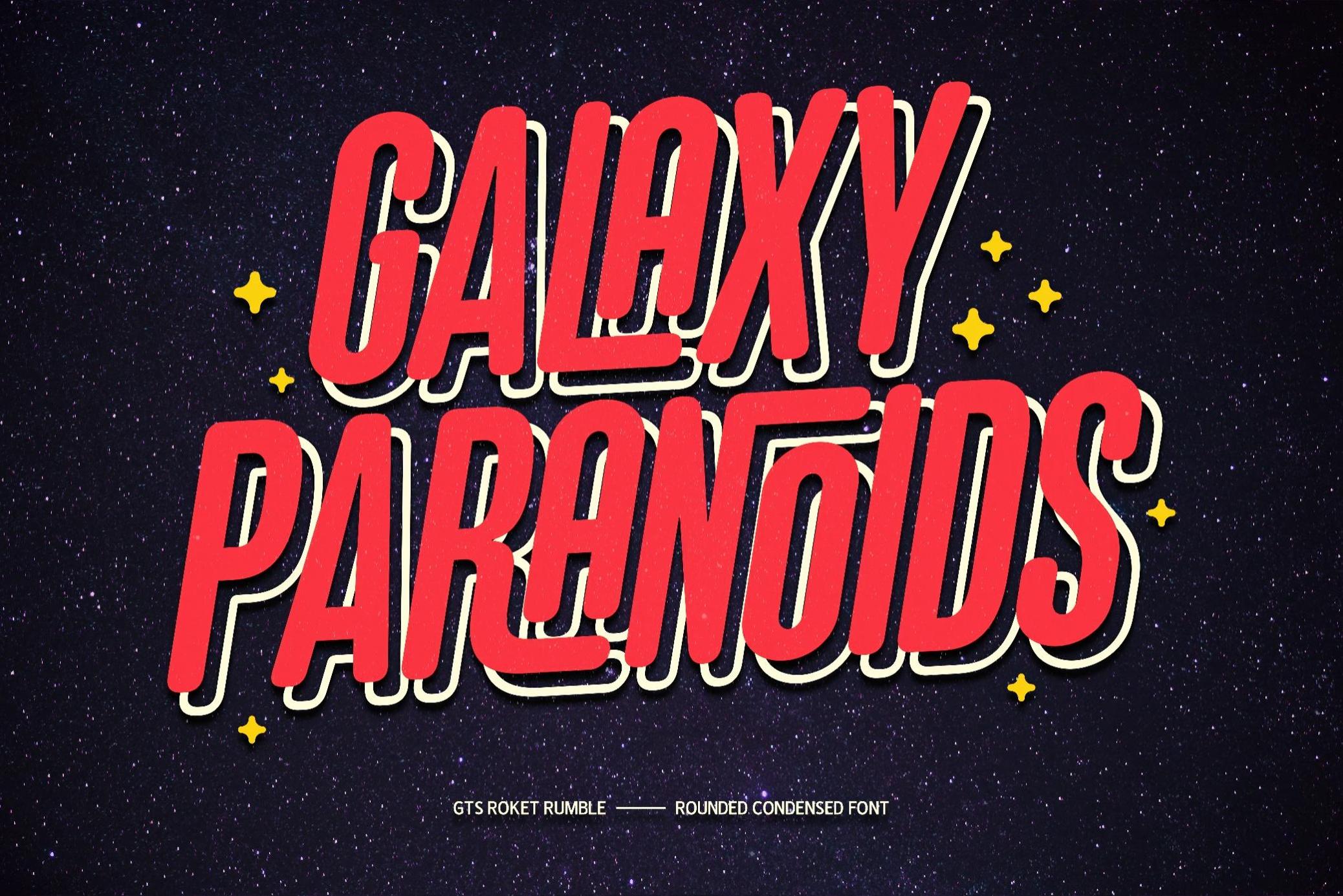 复古霓虹灯效果游戏海报徽标设计无衬线英文字体安装包 GTS Rocket Rumble — Retro Condensed Font 设计素材 sucaiwan.com