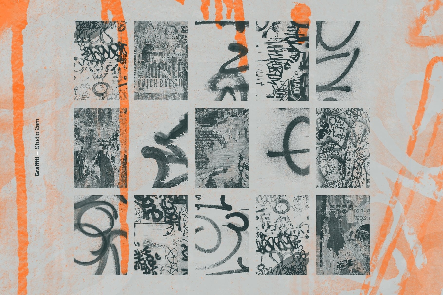 Graffiti - 75 Grunge Spray Textures 70多种涂鸦标记背景照片海报设计PNG透明叠加层 图片素材 sucaiwan.com