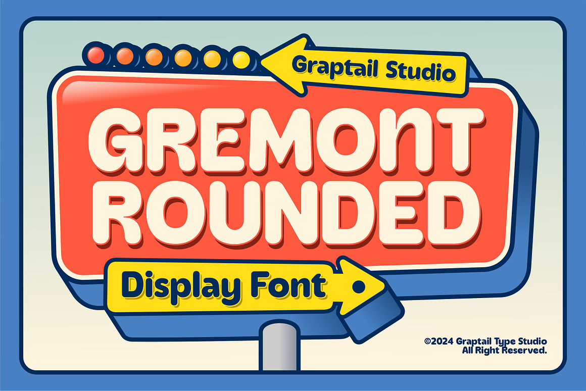 复古趣味卡通圆润70年代老式标题排版英文西文无衬线字体Gremont — Rounded Font 设计素材 sucaiwan.com