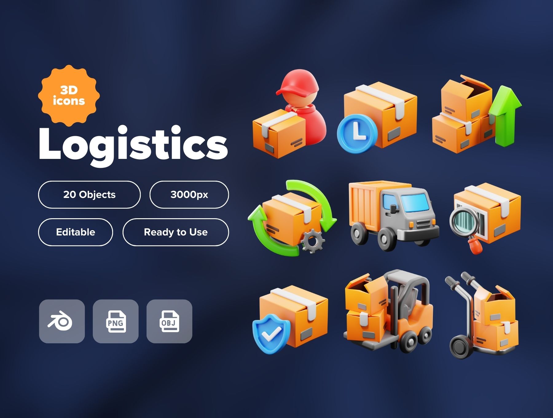 20款高级快递物流配送送货3D插图图标Icons设计Blender/PNG格式素材 3D Logistics 图标素材 第1张-素材湾丨精选海外优质设计素材资源 20款高级快递物流配送送货3D插图图标Icons设计Blender/PNG格式素材 3D Logistics 图标素材 sucaiwan.com