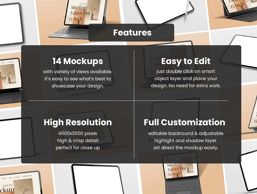 14款Ins风带键盘苹果iPad Pro M4平板电脑UI界面设计PS贴图样机模板 iPad Pro M4 13 Inch Display + Keyboard Pack 样机素材 第6张-素材湾丨精选海外优质设计素材资源 14款Ins风带键盘苹果iPad Pro M4平板电脑UI界面设计PS贴图样机模板 iPad Pro M4 13 Inch Display + Keyboard Pack 样机素材 sucaiwan.com