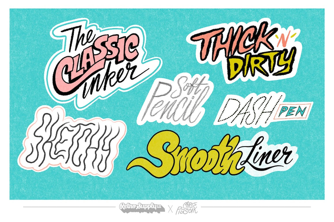 90年代复古半调颗粒勾线上色特效水墨铅笔钢笔专业手绘插画Procreate笔刷纸张肌理纹理设计套装RSCO and Chris Piascik The Chris Piascik Pack for Procreate , 第12张-素材湾丨精选海外优质设计素材资源 90年代复古半调颗粒勾线上色特效水墨铅笔钢笔专业手绘插画Procreate笔刷纸张肌理纹理设计套装RSCO and Chris Piascik The Chris Piascik Pack for Procreate , sucaiwan.com