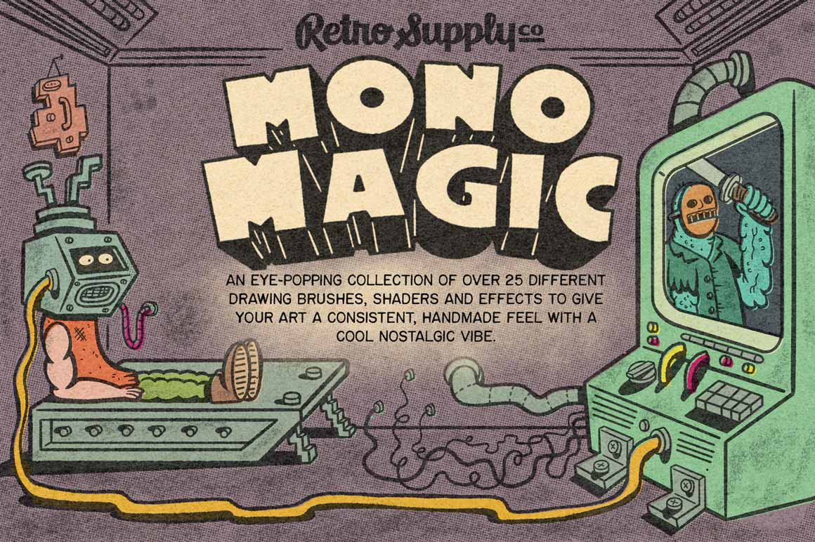 33款水墨线条颗粒半调绘画效果Procreate笔刷画笔设计素材 MonoMagic Inking Brushes for Procreate 笔刷资源 sucaiwan.com