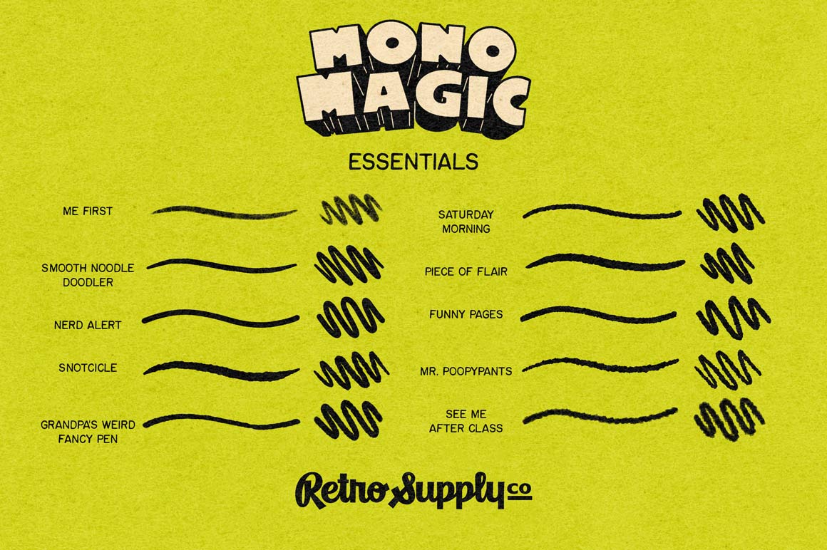 33款水墨线条颗粒半调绘画效果Procreate笔刷画笔设计素材 MonoMagic Inking Brushes for Procreate 笔刷资源 sucaiwan.com