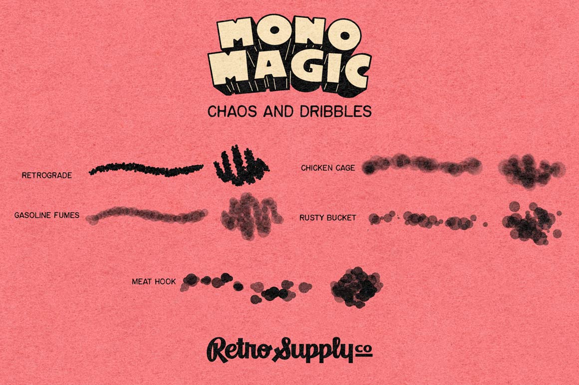 33款水墨线条颗粒半调绘画效果Procreate笔刷画笔设计素材 MonoMagic Inking Brushes for Procreate 笔刷资源 sucaiwan.com