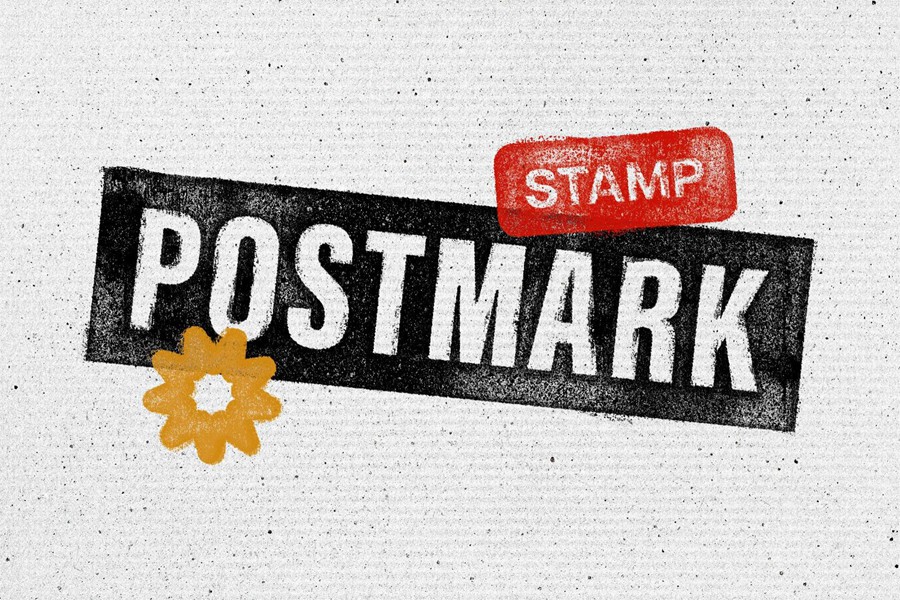 复古喷绘颗粒纹理干墨印章文本效果ps特效滤镜样机 Dry Ink Stamp Text & Logo Effect 插件预设 sucaiwan.com