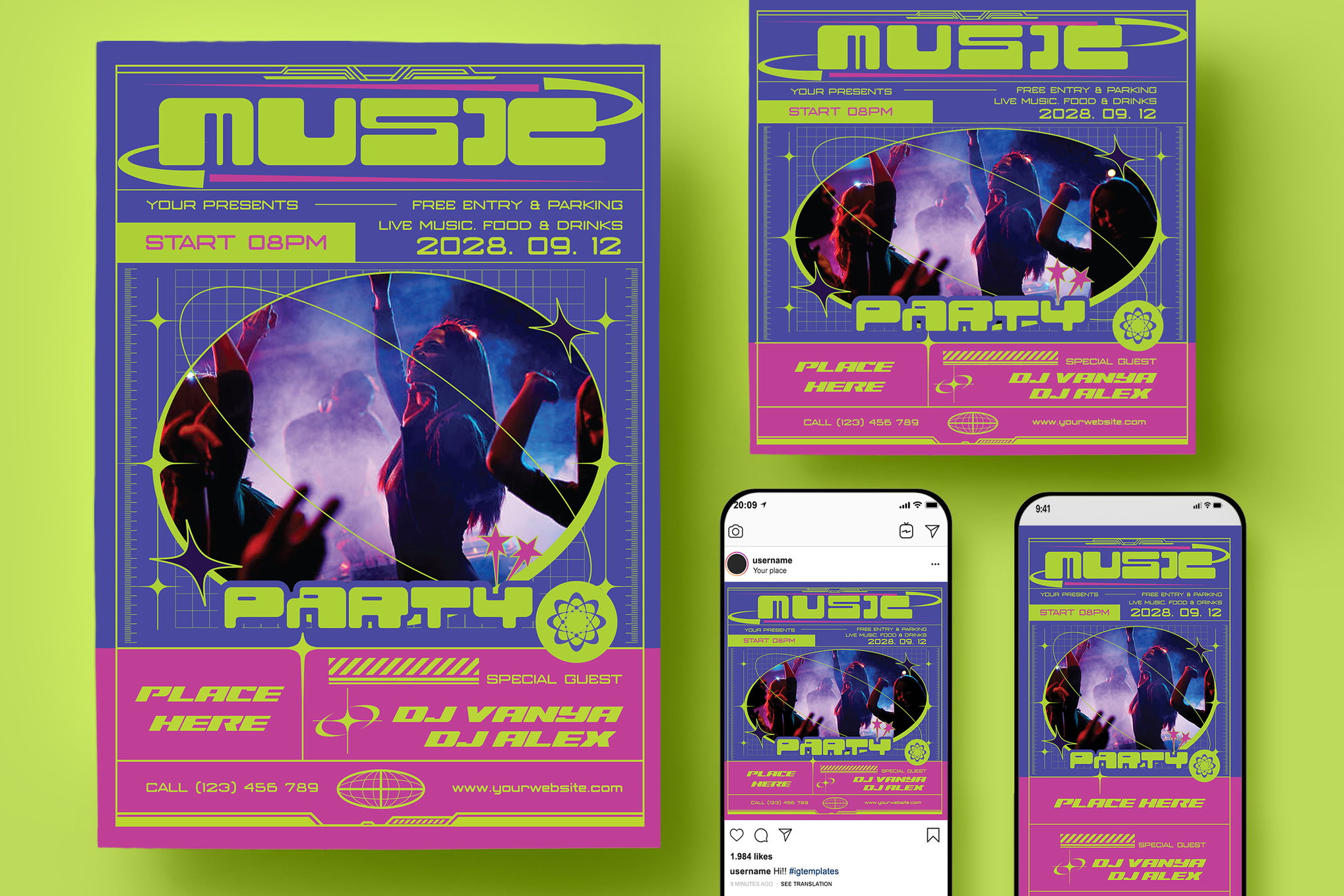 时尚ins风俱乐部酒吧音乐DJ派对海报设计PSD/AI源文件素材 Music Party Flyer 图片素材 sucaiwan.com