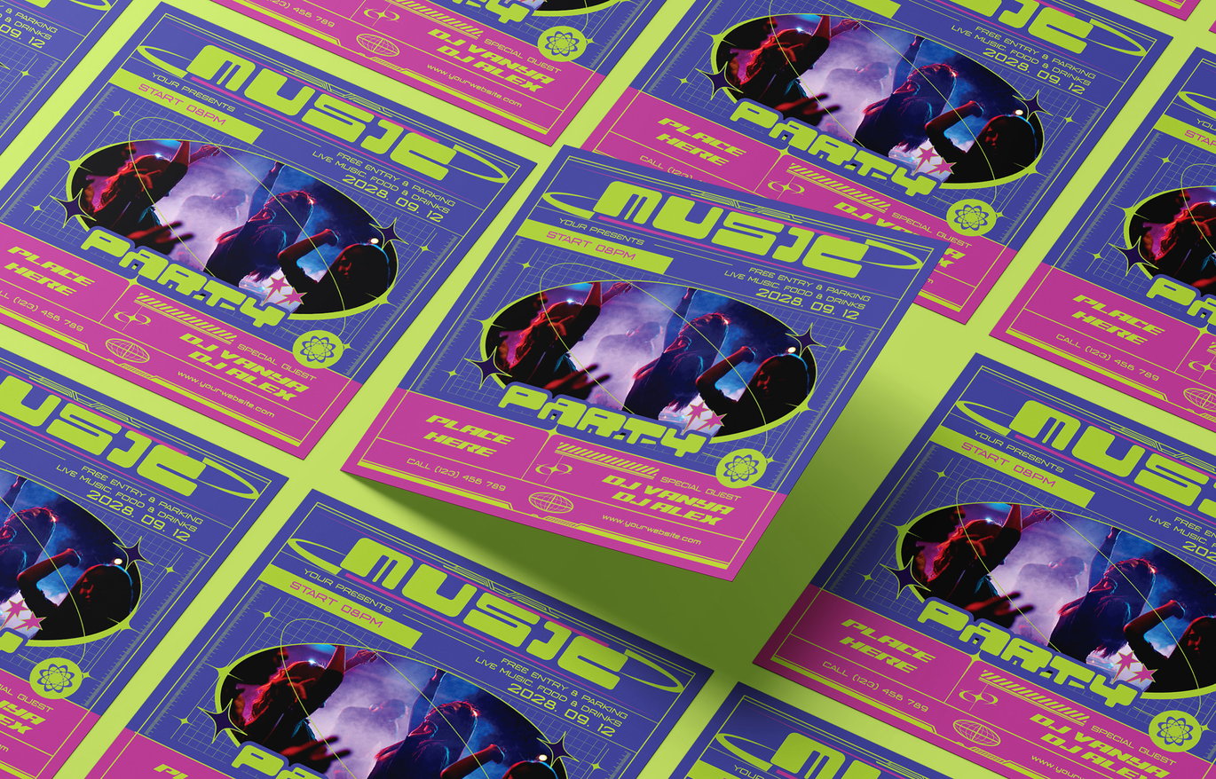 时尚ins风俱乐部酒吧音乐DJ派对海报设计PSD/AI源文件素材 Music Party Flyer 图片素材 sucaiwan.com