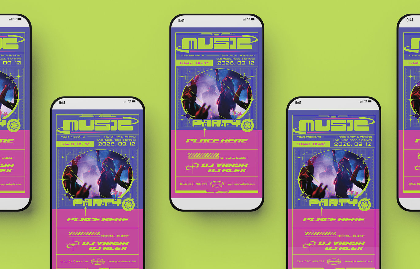 时尚ins风俱乐部酒吧音乐DJ派对海报设计PSD/AI源文件素材 Music Party Flyer 图片素材 sucaiwan.com