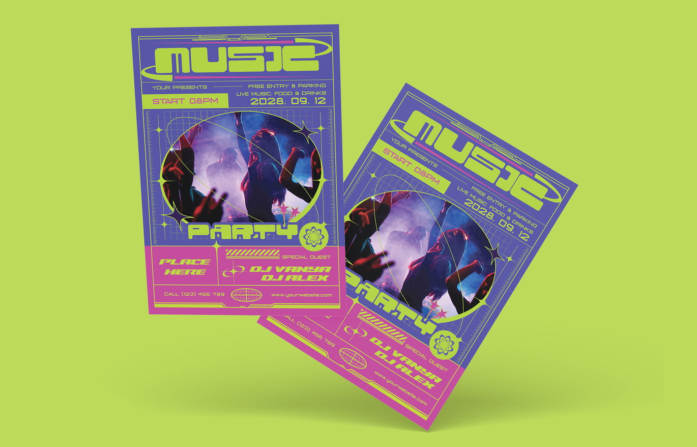 时尚ins风俱乐部酒吧音乐DJ派对海报设计PSD/AI源文件素材 Music Party Flyer 图片素材 sucaiwan.com