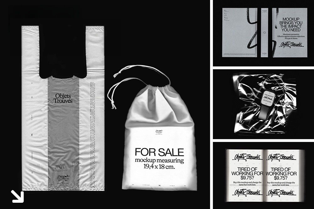 7款小众质感书籍笔记本画册塑料抽绳袋IWatch手表生活物品PSD品牌VI样机套装OBJETS TROUVÉS Vol.1by Bendito , sucaiwan.com