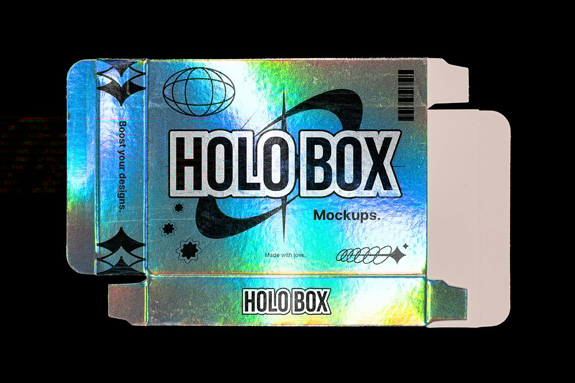 3款复古Y2K全息铝箔包装盒纸盒外观设计展示PSD样机Holographic Box – Mockup Pack , 第3张-素材湾丨精选海外优质设计素材资源 3款复古Y2K全息铝箔包装盒纸盒外观设计展示PSD样机Holographic Box – Mockup Pack , sucaiwan.com