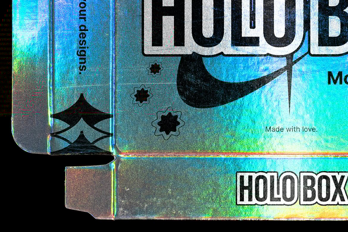 3款复古Y2K全息铝箔包装盒纸盒外观设计展示PSD样机Holographic Box – Mockup Pack , 第2张-素材湾丨精选海外优质设计素材资源 3款复古Y2K全息铝箔包装盒纸盒外观设计展示PSD样机Holographic Box – Mockup Pack , sucaiwan.com