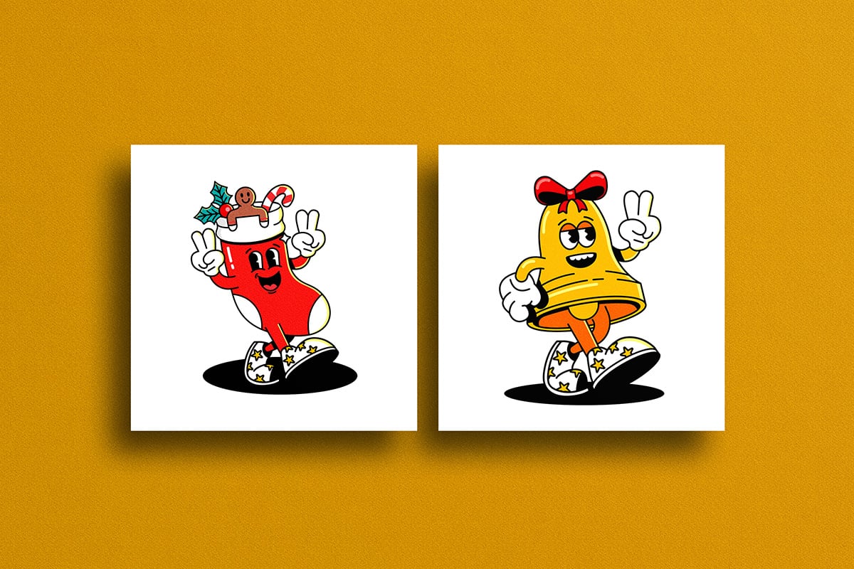 21款复古趣味圣诞欢乐卡通新年人物礼物AI矢量PNG插画插图设计元素套装Groovy Christmas Characters Collection , 第2张-素材湾丨精选海外优质设计素材资源 21款复古趣味圣诞欢乐卡通新年人物礼物AI矢量PNG插画插图设计元素套装Groovy Christmas Characters Collection , sucaiwan.com