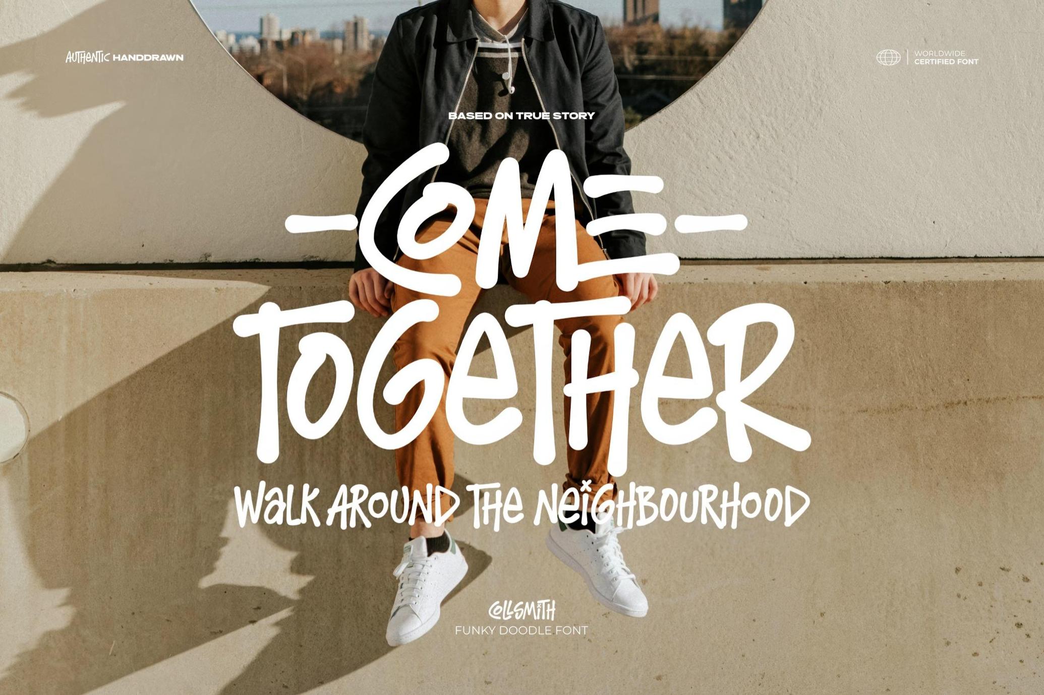 英文字体：复古马克笔真实笔迹墨迹涂改手写POP涂鸦艺术logo字体 Collsmith — Funky Doodle Font , sucaiwan.com