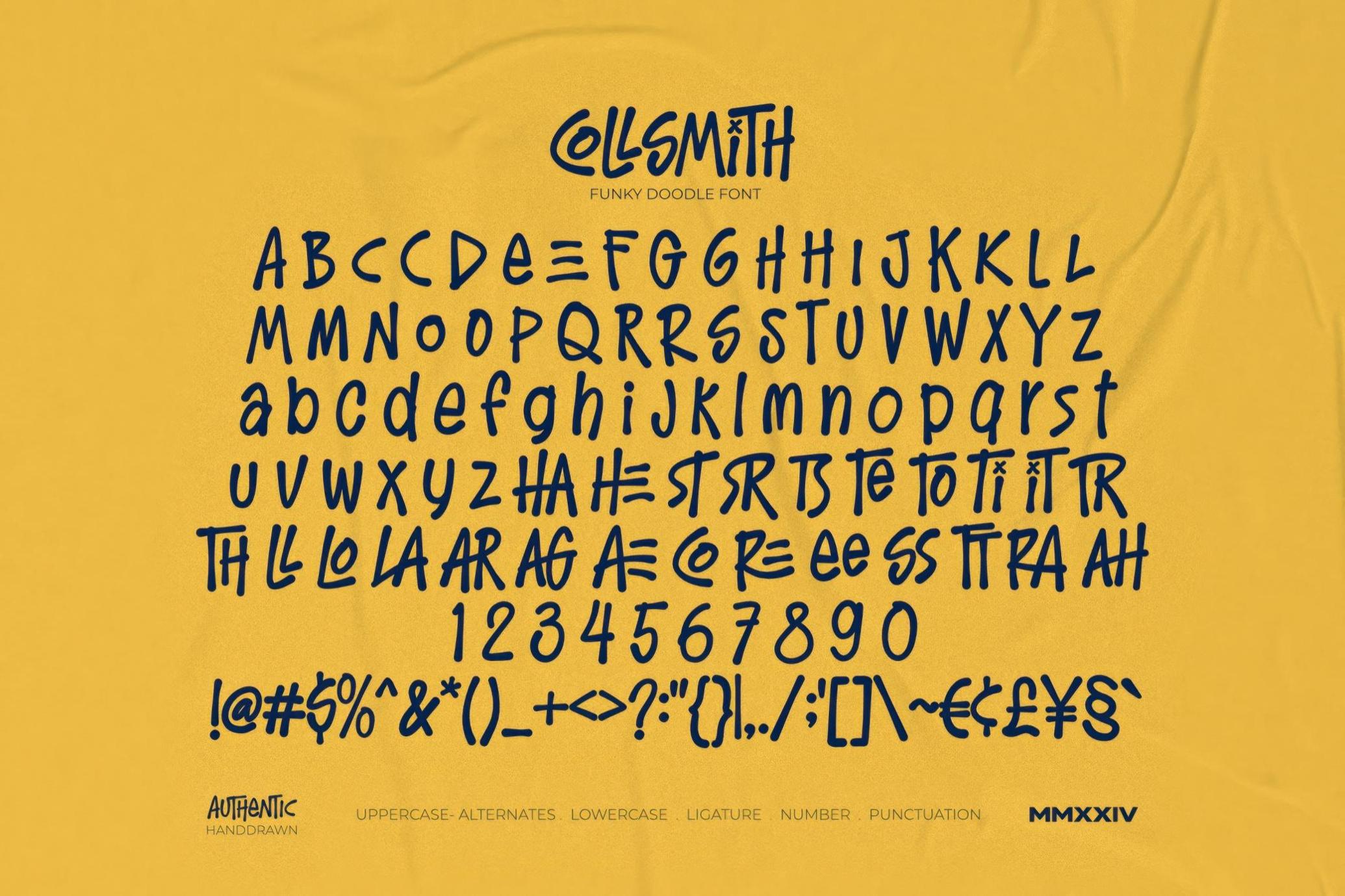 英文字体：复古马克笔真实笔迹墨迹涂改手写POP涂鸦艺术logo字体 Collsmith — Funky Doodle Font , sucaiwan.com