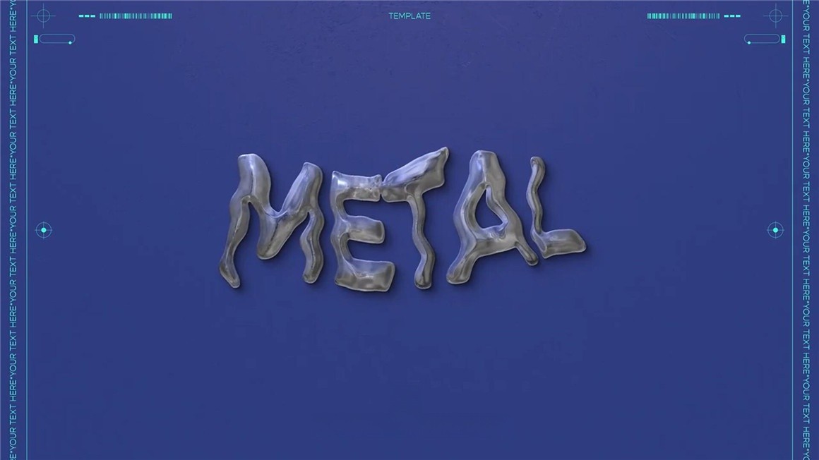 AE模板：复古趣味迷幻酸性金属镀铬流体波浪微重力Y2K文字标题 , sucaiwan.com