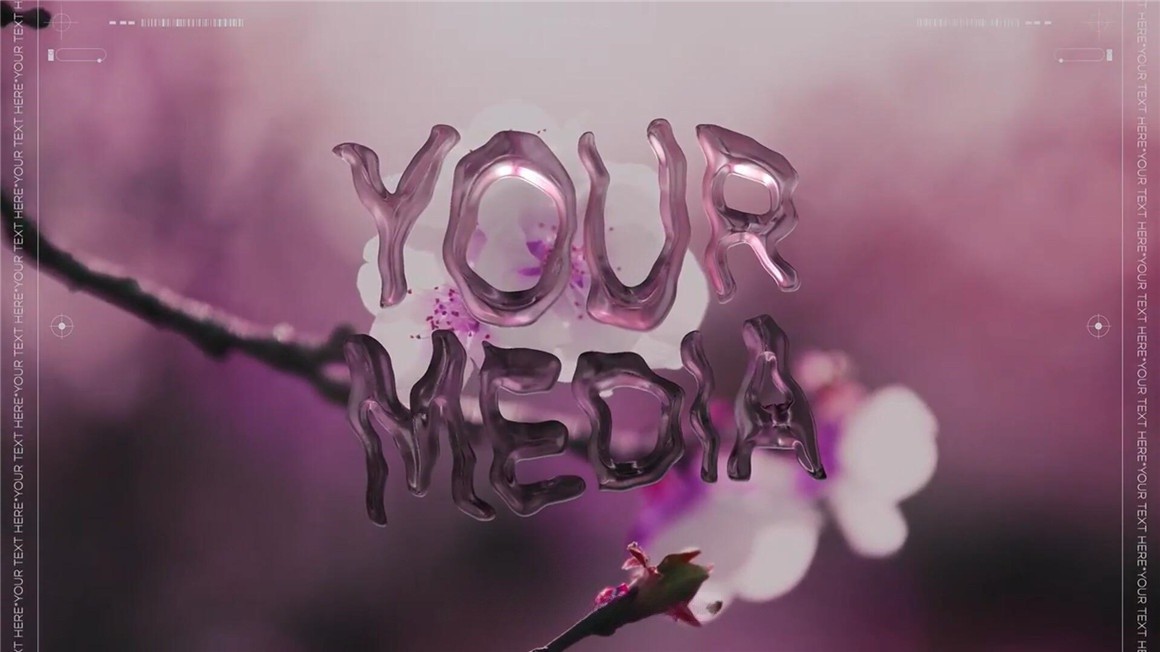 AE模板：复古趣味迷幻酸性金属镀铬流体波浪微重力Y2K文字标题 , sucaiwan.com