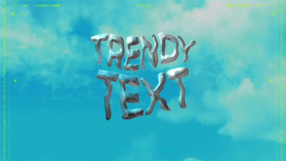 AE模板：复古趣味迷幻酸性金属镀铬流体波浪微重力Y2K文字标题 , sucaiwan.com