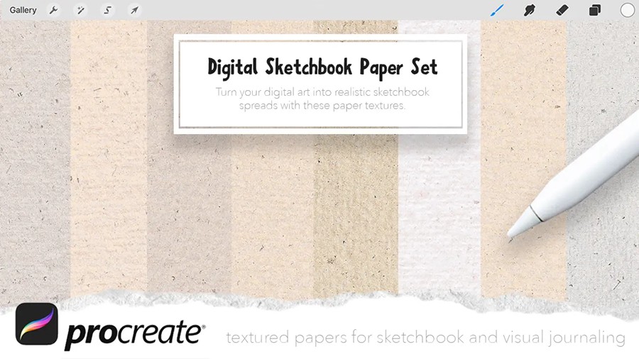 8款4K高清质感素描绘画纸张草纸背景肌理纹理纸质PNG图片Procreate背景图片套装Digital Sketchbook Paper Set for Procreate 图片素材 sucaiwan.com