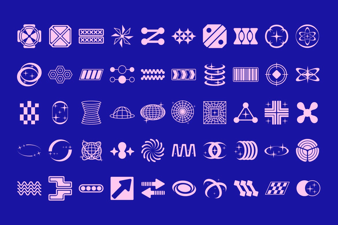 50款Y2K抽象科技几何艺术千禧icon图标logo矢量图形设计套装Y2K Icon Collection 图标素材 第2张-素材湾丨精选海外优质设计素材资源 50款Y2K抽象科技几何艺术千禧icon图标logo矢量图形设计套装Y2K Icon Collection 图标素材 sucaiwan.com