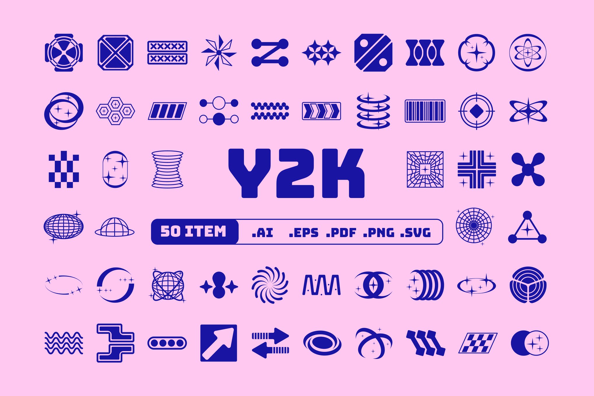 50款Y2K抽象科技几何艺术千禧icon图标logo矢量图形设计套装Y2K Icon Collection 图标素材 第1张-素材湾丨精选海外优质设计素材资源 50款Y2K抽象科技几何艺术千禧icon图标logo矢量图形设计套装Y2K Icon Collection 图标素材 sucaiwan.com