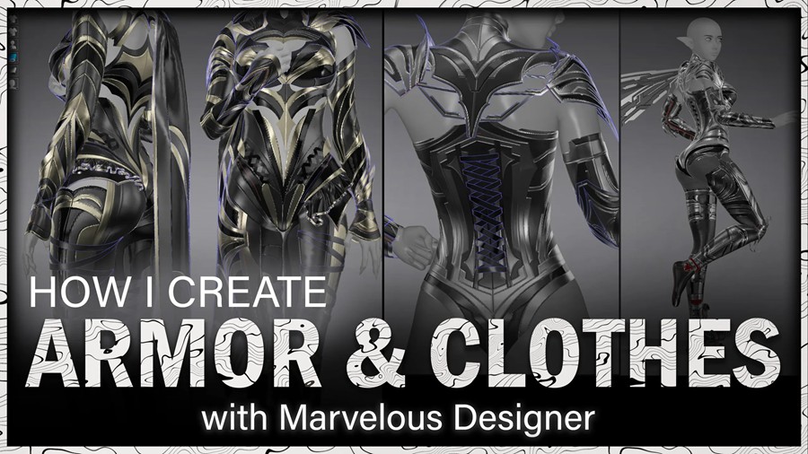 Zbrush/Substance Painter创建动漫角色盔甲衣服模型视频教程 HOW I CREATE ARMOR & CLOTHES with Marvelous Designer 设计教程 第1张-素材湾丨精选海外优质设计素材资源 Zbrush/Substance Painter创建动漫角色盔甲衣服模型视频教程 HOW I CREATE ARMOR & CLOTHES with Marvelous Designer 设计教程 sucaiwan.com