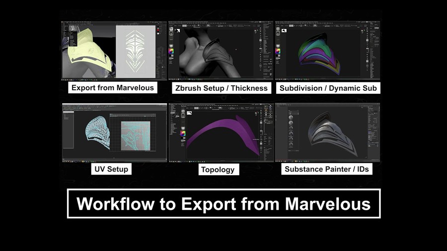 Zbrush/Substance Painter创建动漫角色盔甲衣服模型视频教程 HOW I CREATE ARMOR & CLOTHES with Marvelous Designer 设计教程 第13张-素材湾丨精选海外优质设计素材资源 Zbrush/Substance Painter创建动漫角色盔甲衣服模型视频教程 HOW I CREATE ARMOR & CLOTHES with Marvelous Designer 设计教程 sucaiwan.com