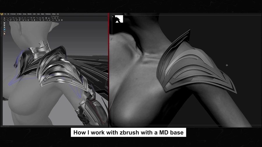 Zbrush/Substance Painter创建动漫角色盔甲衣服模型视频教程 HOW I CREATE ARMOR & CLOTHES with Marvelous Designer 设计教程 第12张-素材湾丨精选海外优质设计素材资源 Zbrush/Substance Painter创建动漫角色盔甲衣服模型视频教程 HOW I CREATE ARMOR & CLOTHES with Marvelous Designer 设计教程 sucaiwan.com