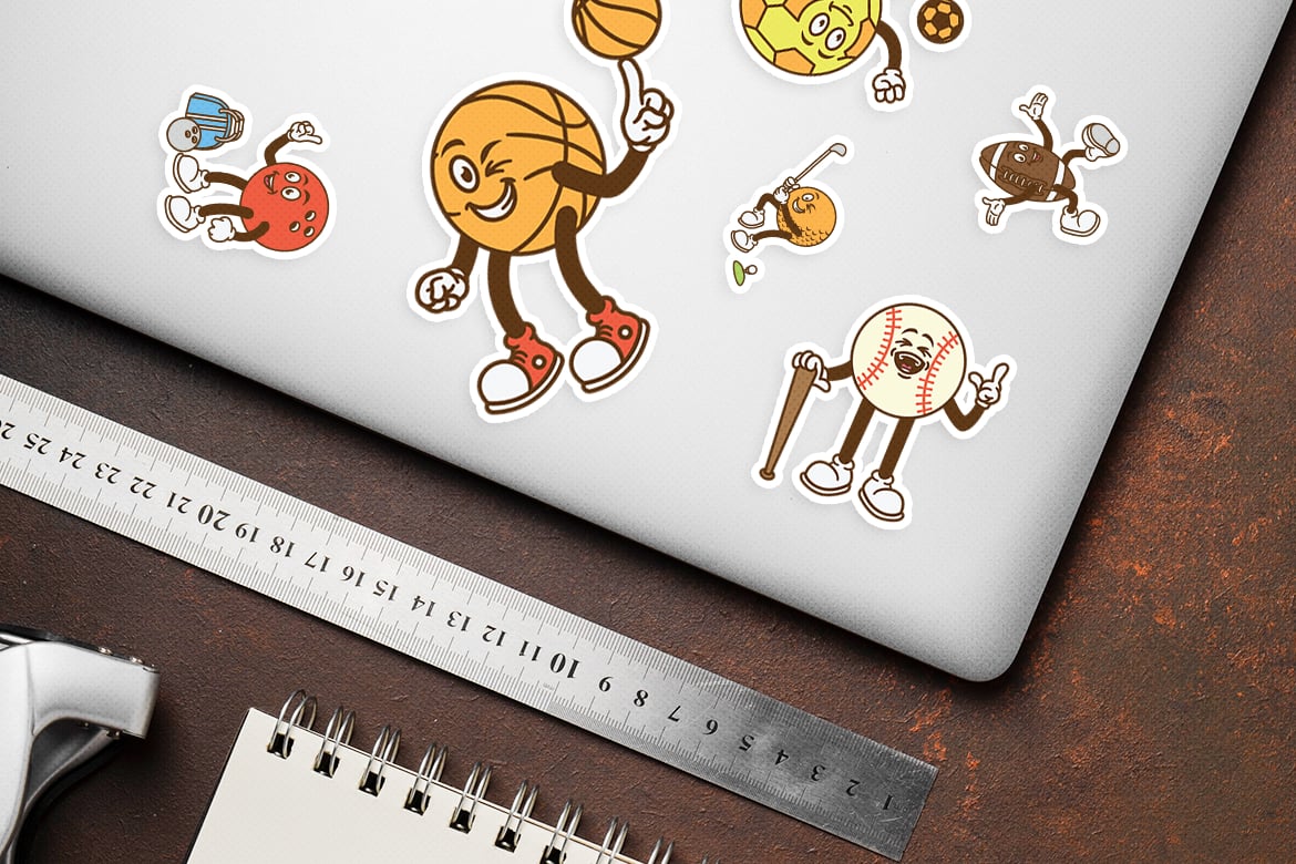 复古趣味卡通球类运动人物AI矢量插画插图PNG设计元素Retro Mascot Ball Character Illustration , 第5张-素材湾丨精选海外优质设计素材资源 复古趣味卡通球类运动人物AI矢量插画插图PNG设计元素Retro Mascot Ball Character Illustration , sucaiwan.com