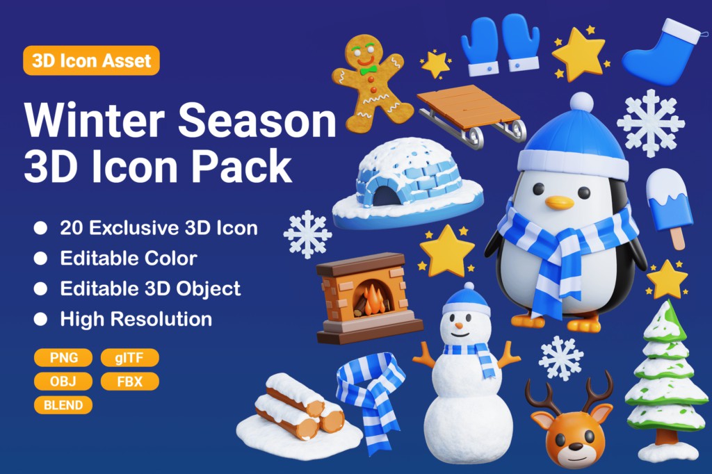 20款3D趣味卡通冬季icon图标PNG插画插图Blender模型设计套装Winter 3D Icon , 第1张-素材湾丨精选海外优质设计素材资源 20款3D趣味卡通冬季icon图标PNG插画插图Blender模型设计套装Winter 3D Icon , sucaiwan.com