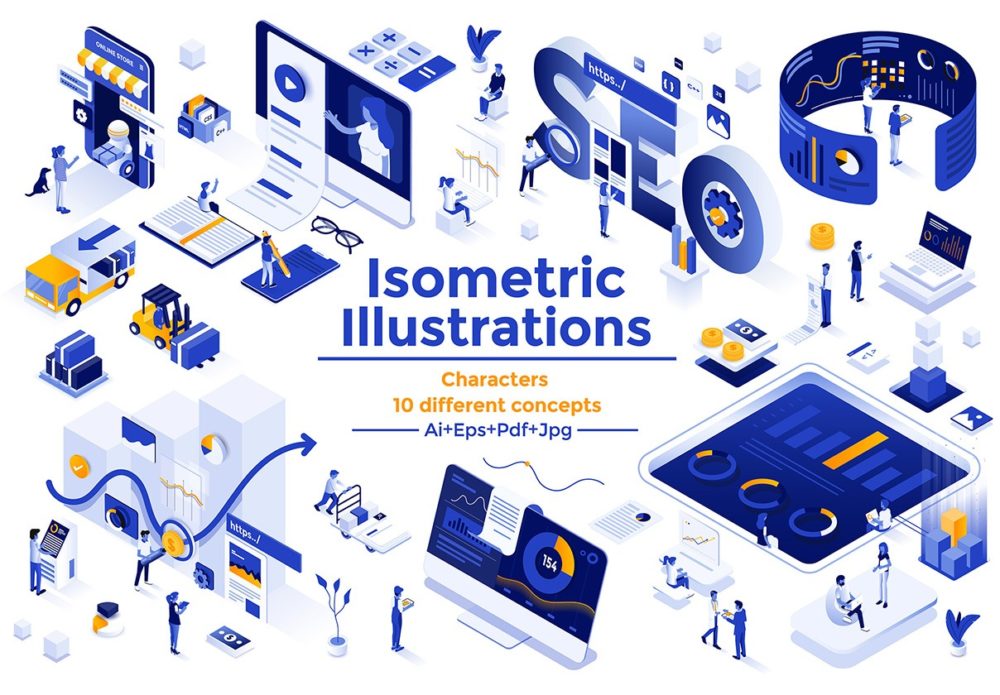 10幅时尚2.5D等距网站APP界面设计矢量插图插画AI/Figma/JPG格式素材 Isometric Ui illustrations APP UI 第1张-素材湾丨精选海外优质设计素材资源 10幅时尚2.5D等距网站APP界面设计矢量插图插画AI/Figma/JPG格式素材 Isometric Ui illustrations APP UI sucaiwan.com