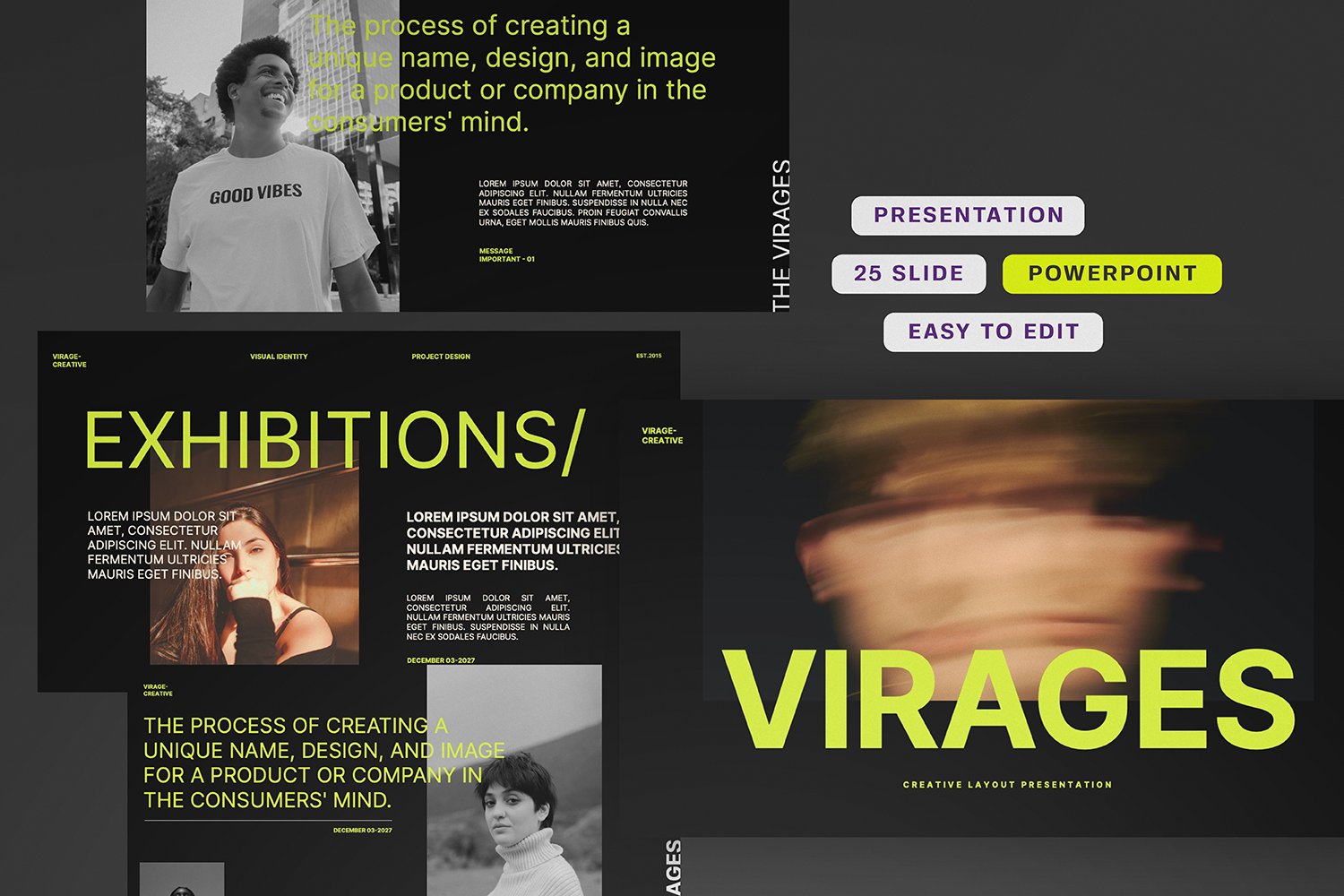 时尚极简品牌营销策划演示文稿设计ppt模版 Virages Powerpoint Presentation 幻灯图表 sucaiwan.com