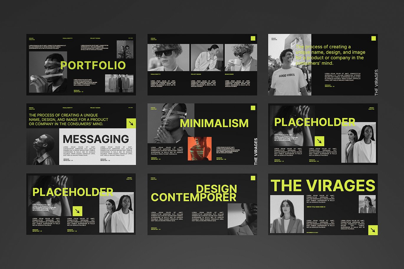 时尚极简品牌营销策划演示文稿设计ppt模版 Virages Powerpoint Presentation 幻灯图表 sucaiwan.com