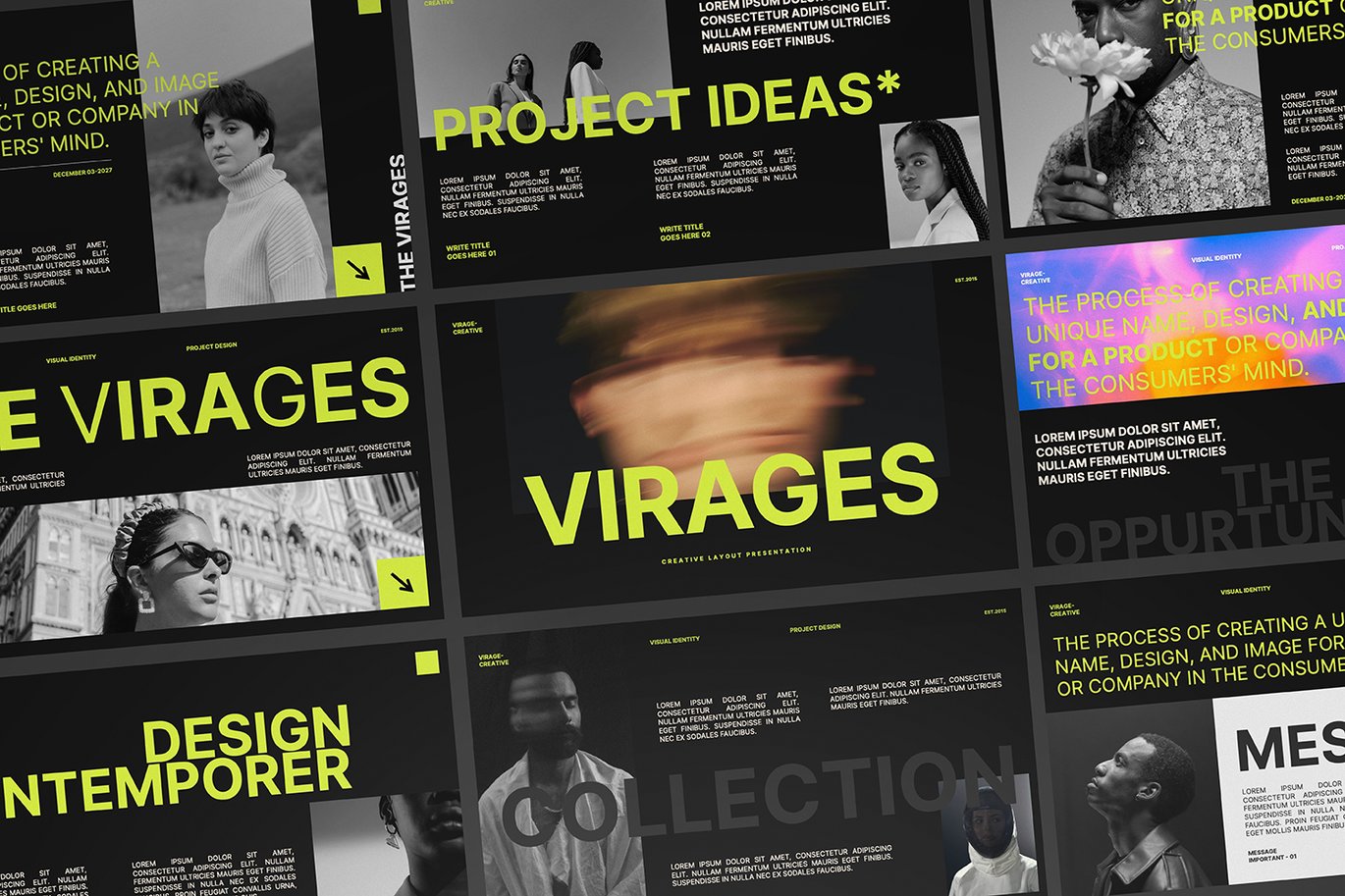 时尚极简品牌营销策划演示文稿设计ppt模版 Virages Powerpoint Presentation 幻灯图表 sucaiwan.com