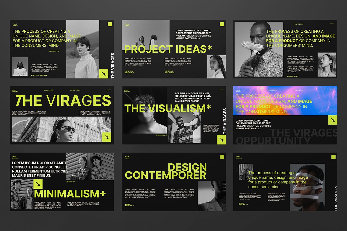 时尚极简品牌营销策划演示文稿设计ppt模版 Virages Powerpoint Presentation 幻灯图表 sucaiwan.com