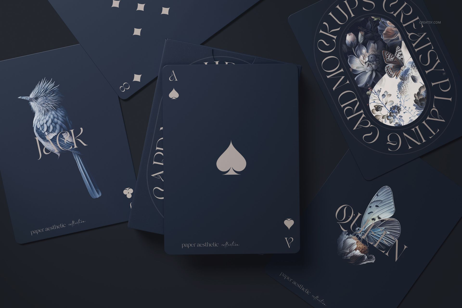 6款时尚扑克牌塔罗牌卡片设计展示效果图PSD样机模板素材 Playing Cards Mockup Set v.1 样机素材 sucaiwan.com