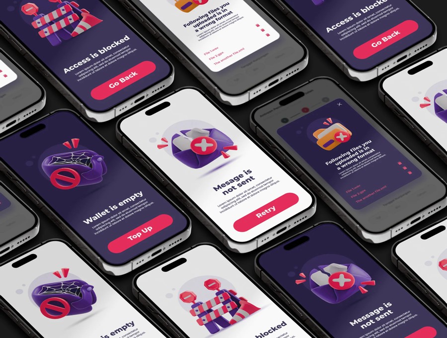 12款3D立体质感404访问密码错误链接丢失状态插图图标Icons设计Blender/Figma/PNG格式素材 Fail States 3D Icon 图标素材 第6张-素材湾丨精选海外优质设计素材资源 12款3D立体质感404访问密码错误链接丢失状态插图图标Icons设计Blender/Figma/PNG格式素材 Fail States 3D Icon 图标素材 sucaiwan.com