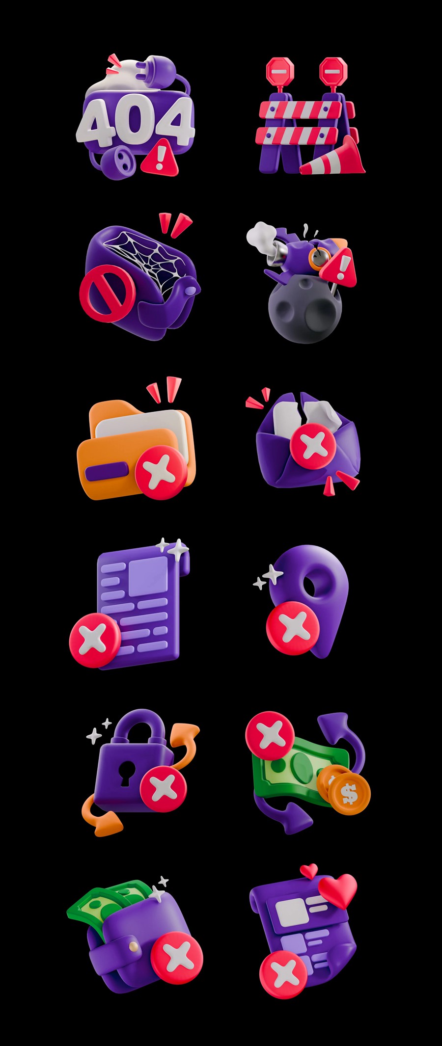 12款3D立体质感404访问密码错误链接丢失状态插图图标Icons设计Blender/Figma/PNG格式素材 Fail States 3D Icon 图标素材 第8张-素材湾丨精选海外优质设计素材资源 12款3D立体质感404访问密码错误链接丢失状态插图图标Icons设计Blender/Figma/PNG格式素材 Fail States 3D Icon 图标素材 sucaiwan.com