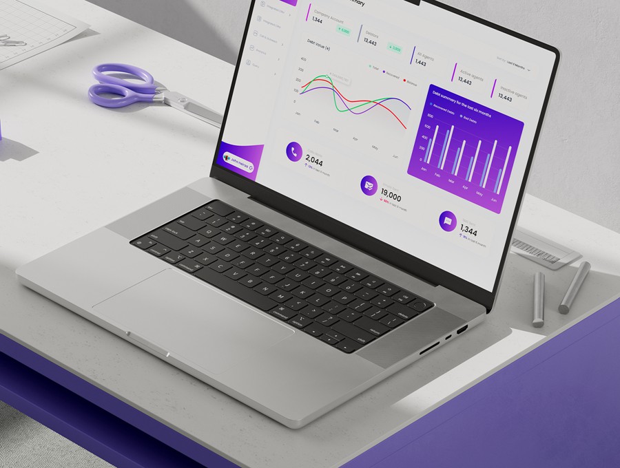 4款真实网站UI界面设计苹果MacBook笔记本电脑展示PS贴图样机模板 Minimalistic Laptop Mockups 样机素材 sucaiwan.com