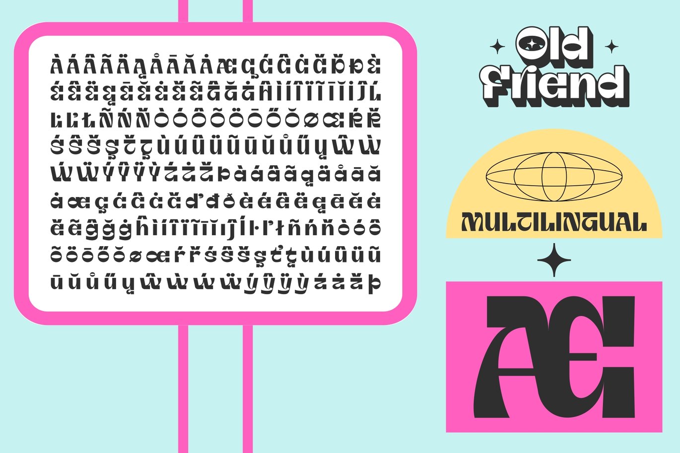 复古俏皮逆反差徽标Logo产品海报标题设计PSAI英文字体安装包 OldFriend – Display Font 设计素材 sucaiwan.com