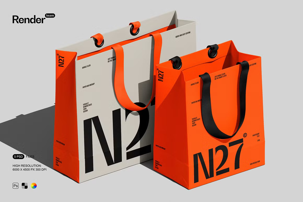 6款时尚商品购物袋手提袋纸袋设计展示效果图PSD样机模板素材 Paper Bag Mockup Set 样机素材 第1张-素材湾丨精选海外优质设计素材资源 6款时尚商品购物袋手提袋纸袋设计展示效果图PSD样机模板素材 Paper Bag Mockup Set 样机素材 sucaiwan.com