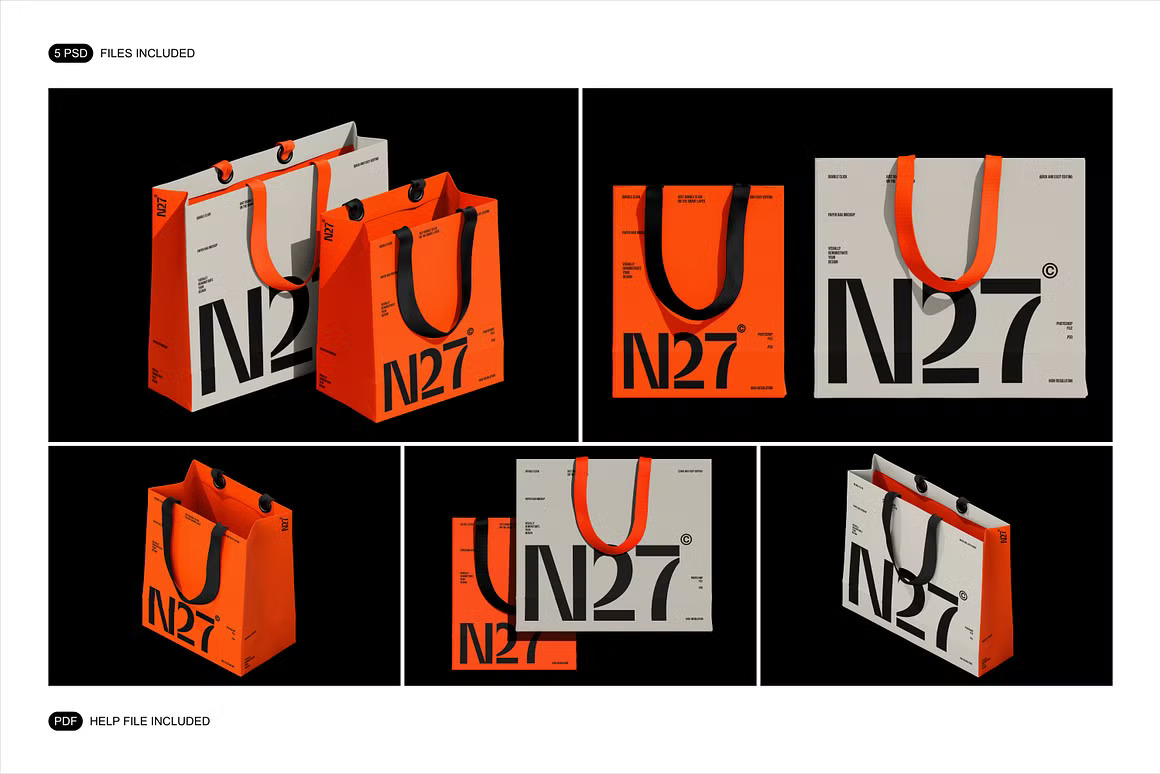 6款时尚商品购物袋手提袋纸袋设计展示效果图PSD样机模板素材 Paper Bag Mockup Set 样机素材 第2张-素材湾丨精选海外优质设计素材资源 6款时尚商品购物袋手提袋纸袋设计展示效果图PSD样机模板素材 Paper Bag Mockup Set 样机素材 sucaiwan.com